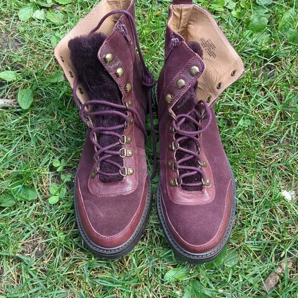 Lucky Brand Ilianna Raisin Leather Womens Ankle Boots Size 9.5 100% Wool - Picture 7 of 8